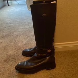 Coach Mulan riding boots black leather